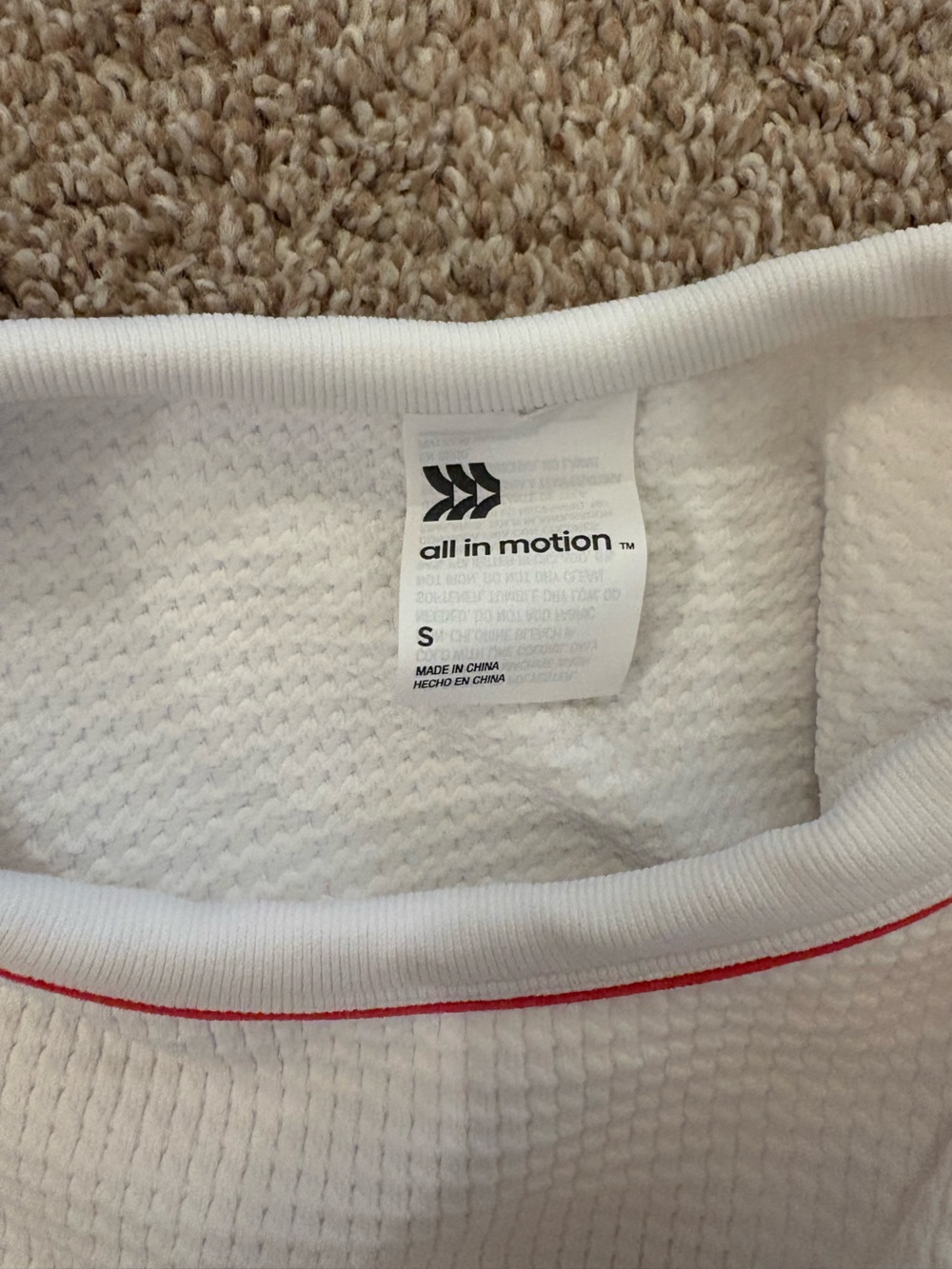 White Textured Tank with Red Piping - Picture 3 of 3